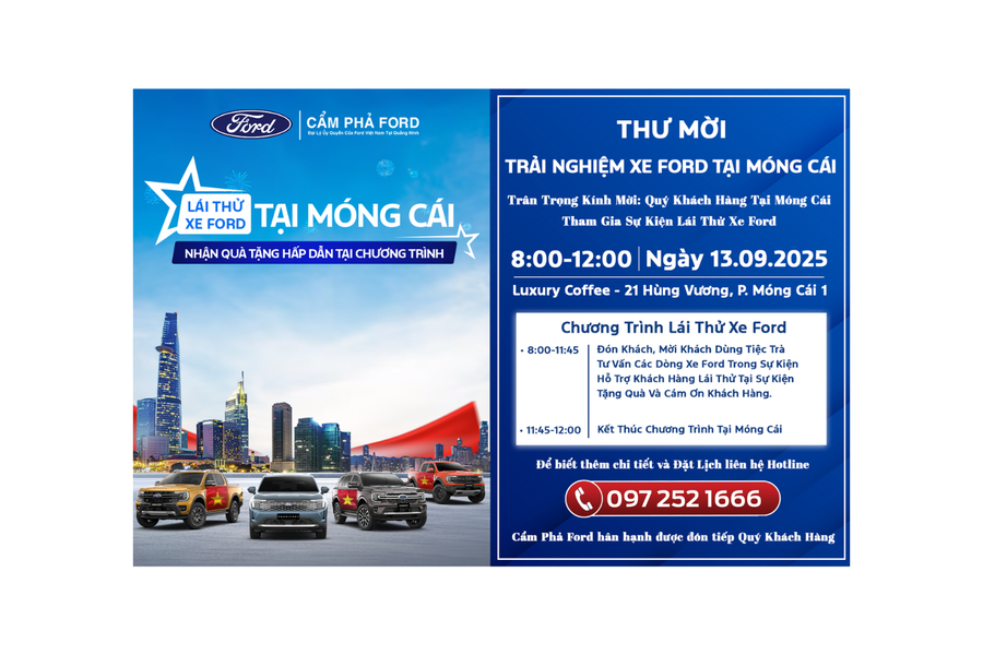 Sự kiện lái thử xe Ford tại Móng Cái ngày 13/09/2025 – Trải nghiệm thực tế & Ưu đãi hấp dẫn